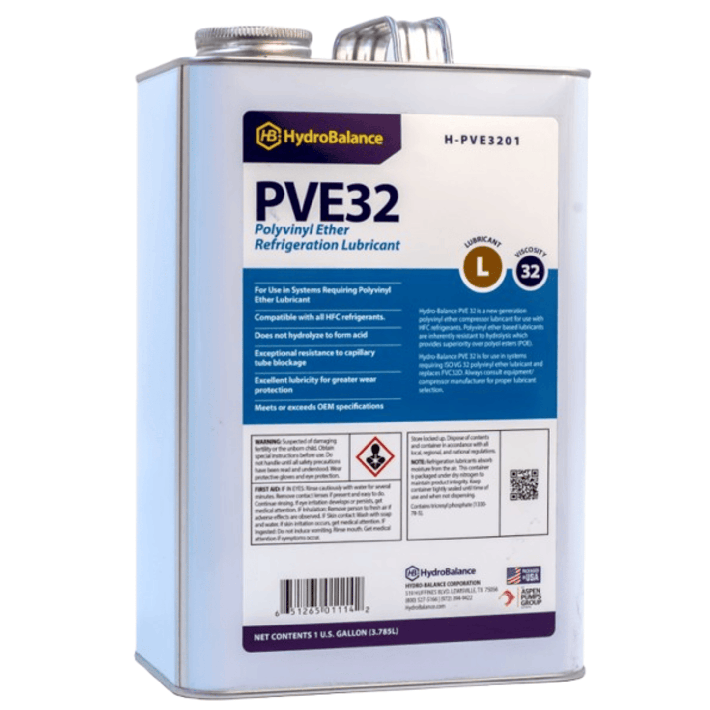 H-PVE3201 - HydroBalance - Polyvinyl Ether 1 Gal Metal Can, (4PK)