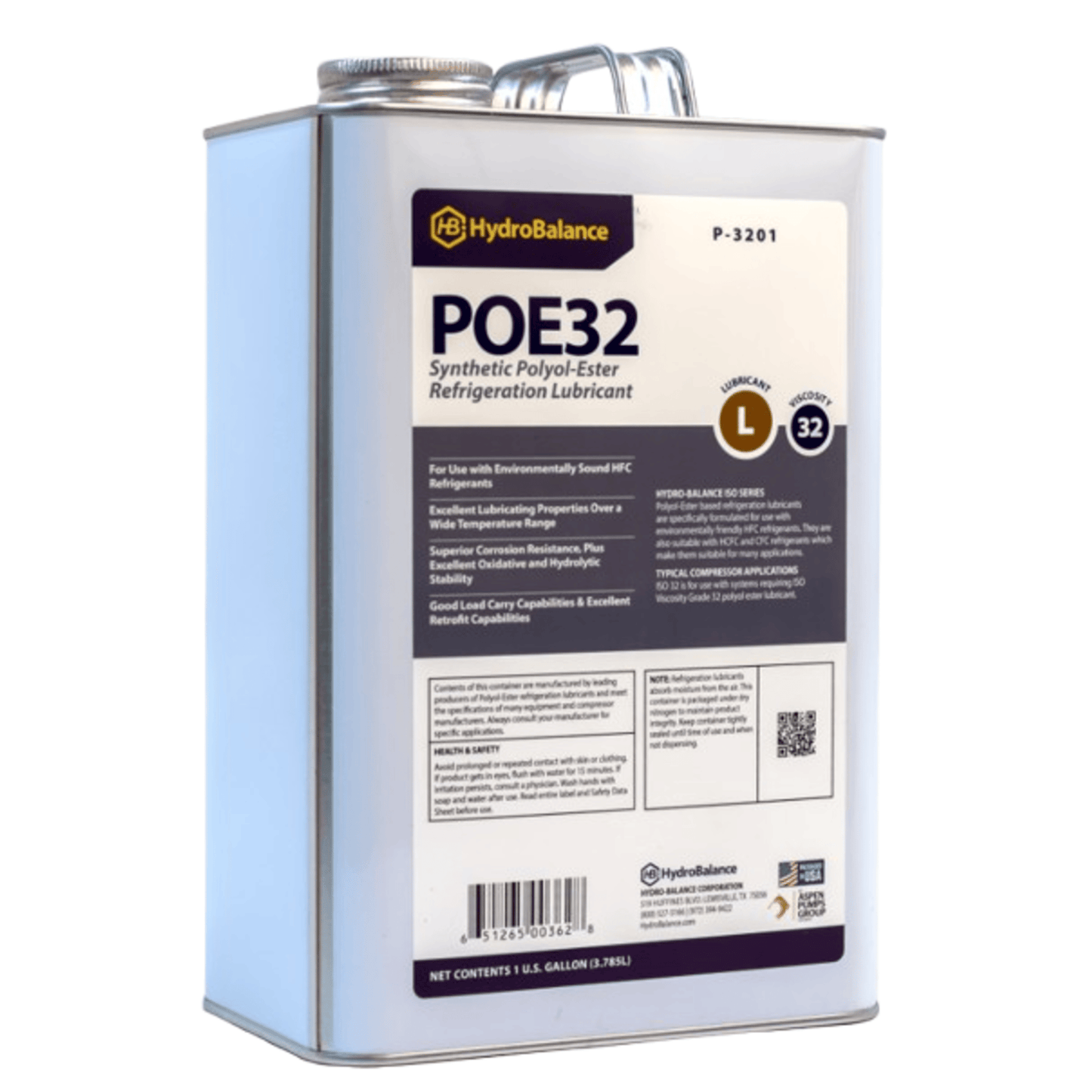 P-3201 - HydroBalance - ISO 32 Polyol Ester Ref Lube 1 Gal Metal Can, (4PK)