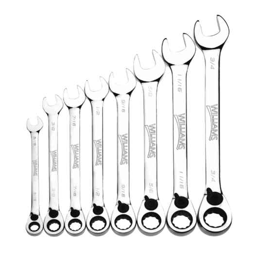 JHWWS-1168RC - Williams - 8pc SAE Reversible Ratcheting Combination Wrench Set