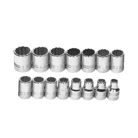 JHWMSS-15RC - Williams - 15pc 1/2" Drive 12-Point Metric Shallow Socket Set on Rail and Clips