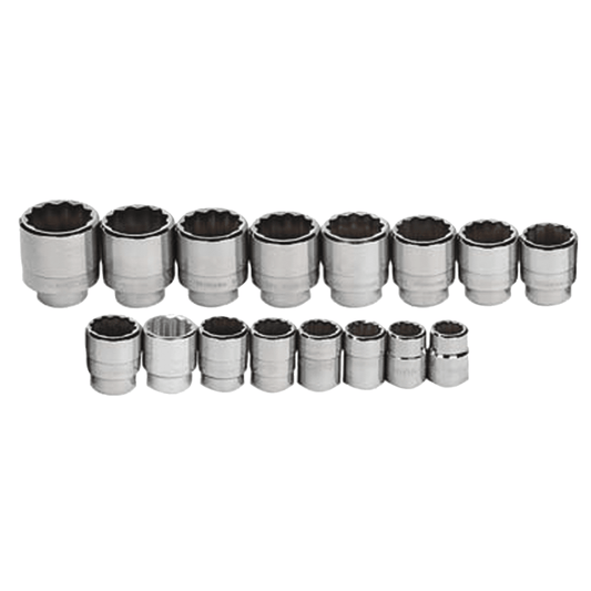 JHWWSH-16RC - Williams - 16pc 3/4" Drive 6-Point SAE Shallow Socket Set on Rail and Clips