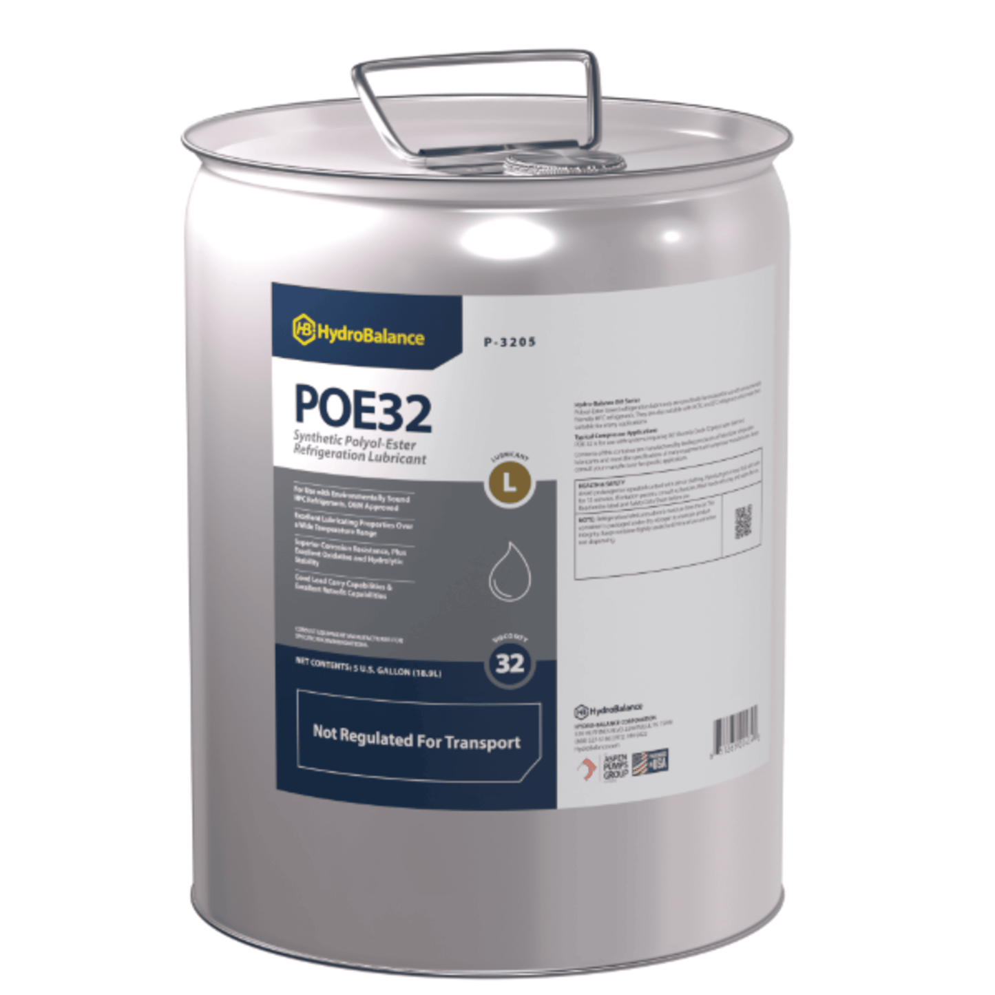 P-3205 - HydroBalance - ISO 32 Polyol Ester Ref Lube 5-Gal Metal Pail, (1EA)