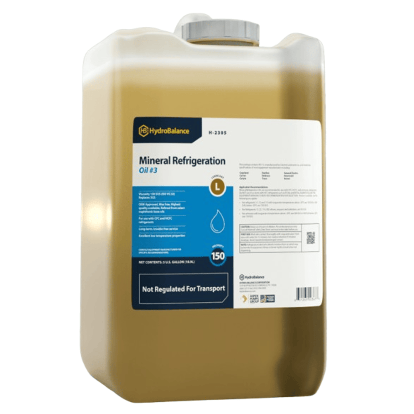 H-2305  -  HydroBalance - Refrigeration Oil #3 5-Gal Plastic Pail, (1EA)