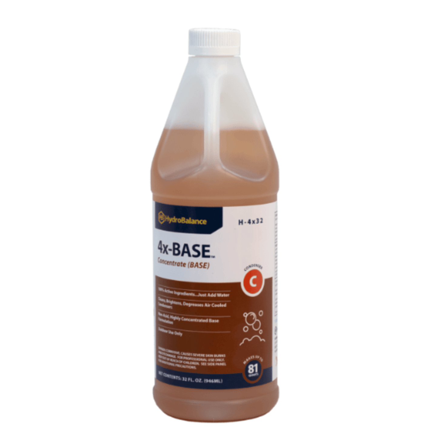 HydroBalance H-4X32, 4X BASE Coil Cleaner 1 Quart Bottle, 6 QT/CS