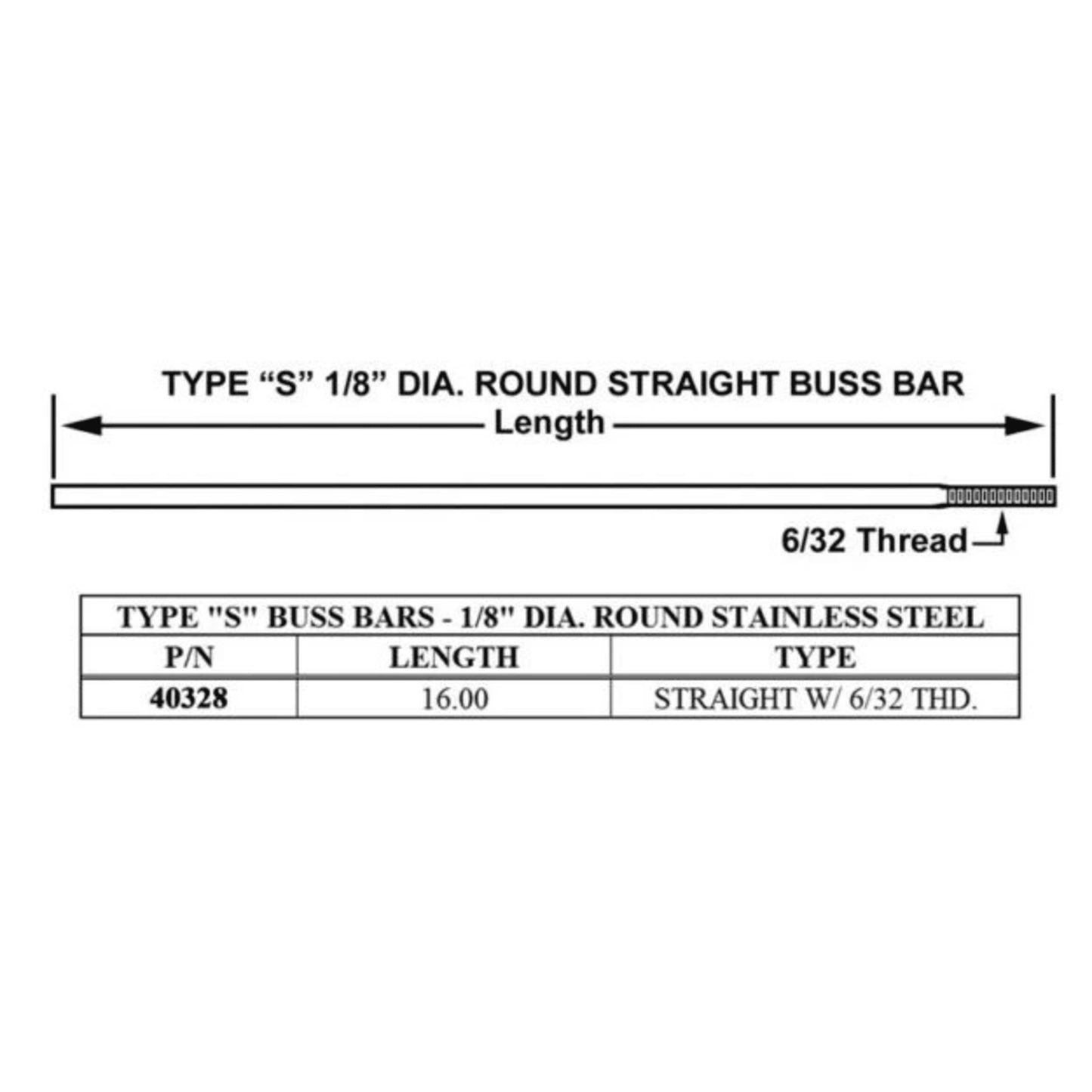 40328 - Crown - TYPE S BUSS BAR 16 In. (1EA)