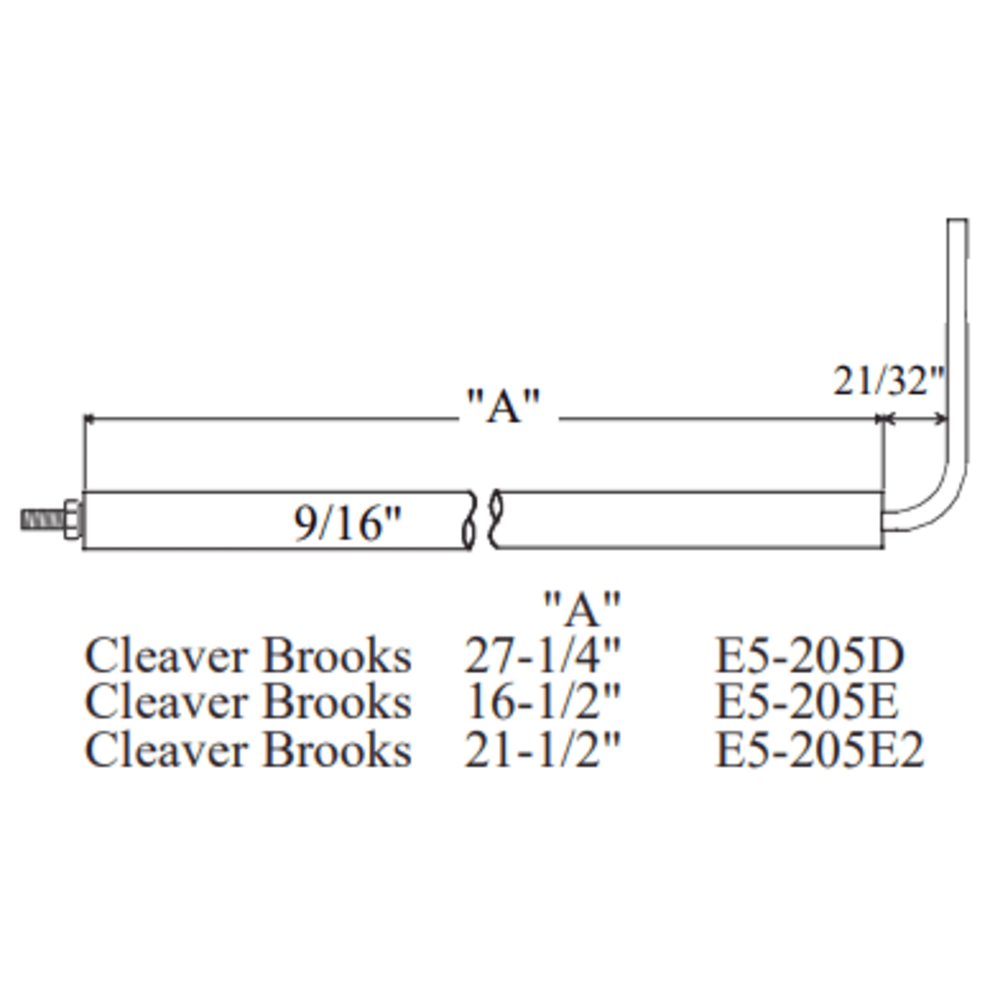E5-205E-2-2PK - Westwood - 205E-2, Cleaver Brooks Electrode 2pk