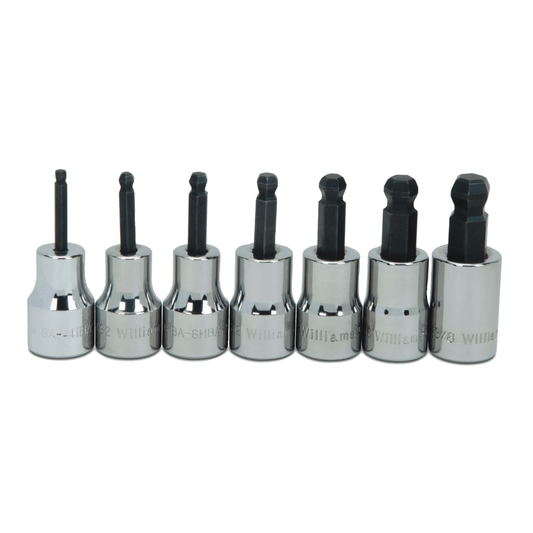 JHWWSBB-7RC - Williams - 7 pc 3/8" Drive -Point SAE Bit Ball Tip Hex Bit Socket Set