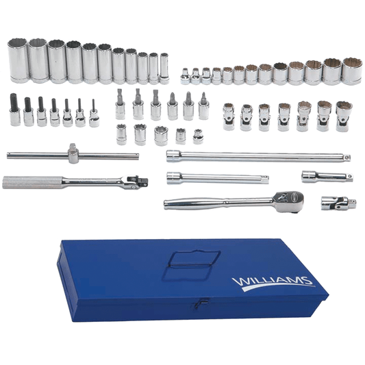 JHWWSB-56FTB - Williams - 56 pc 3/8" Drive 8 & 12-Point SAE Shallow and Deep Socket  Set
