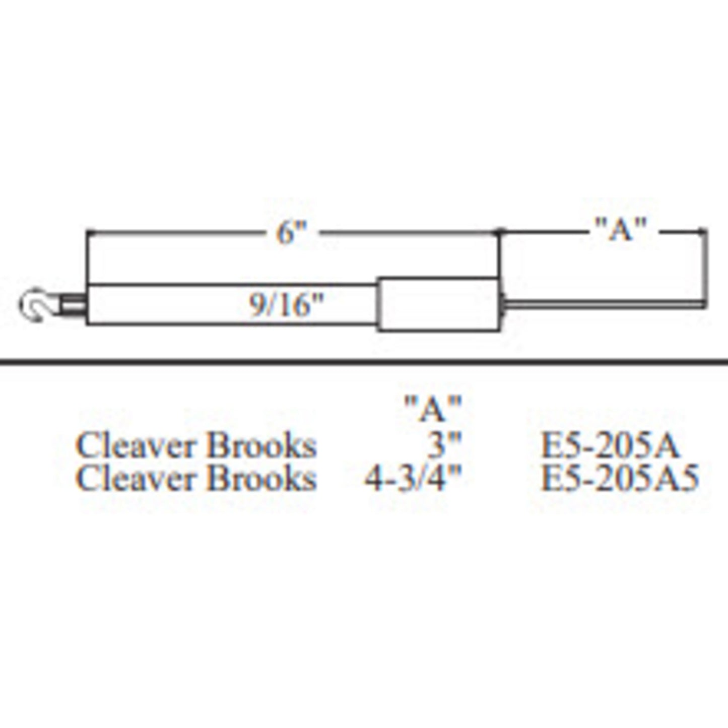 E5-205A - Westwood - 205A, Cleaver Brooks Electrode 1pk