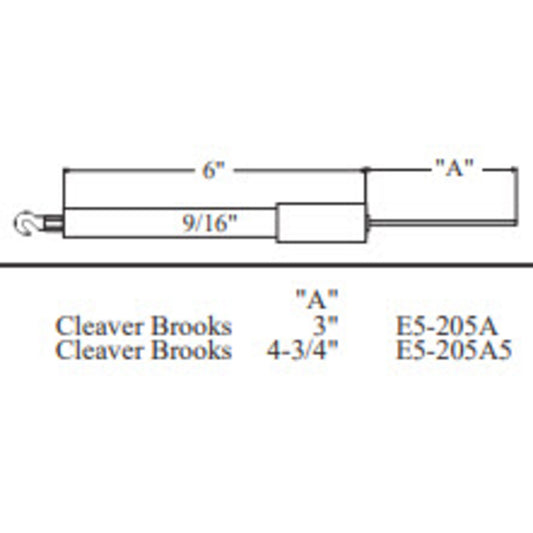 E5-205A - Westwood - 205A, Cleaver Brooks Electrode 1pk