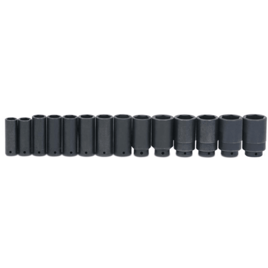 JHWWS1414RC - Williams - 1/2" Drive Deep Impact Socket Set, 6-Point 14pc Set on Rail and Clips