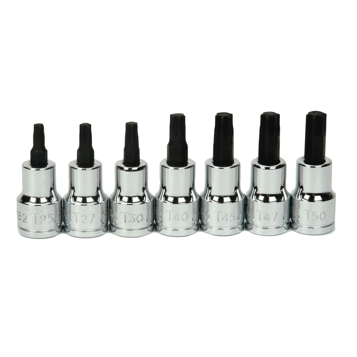 JHW31910 - Williams - 7 pc 3/8" Drive -Point Bit Torx® Bit Socket Set on Rail and Clips