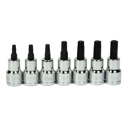 JHW31910 - Williams - 7 pc 3/8" Drive -Point Bit Torx® Bit Socket Set on Rail and Clips