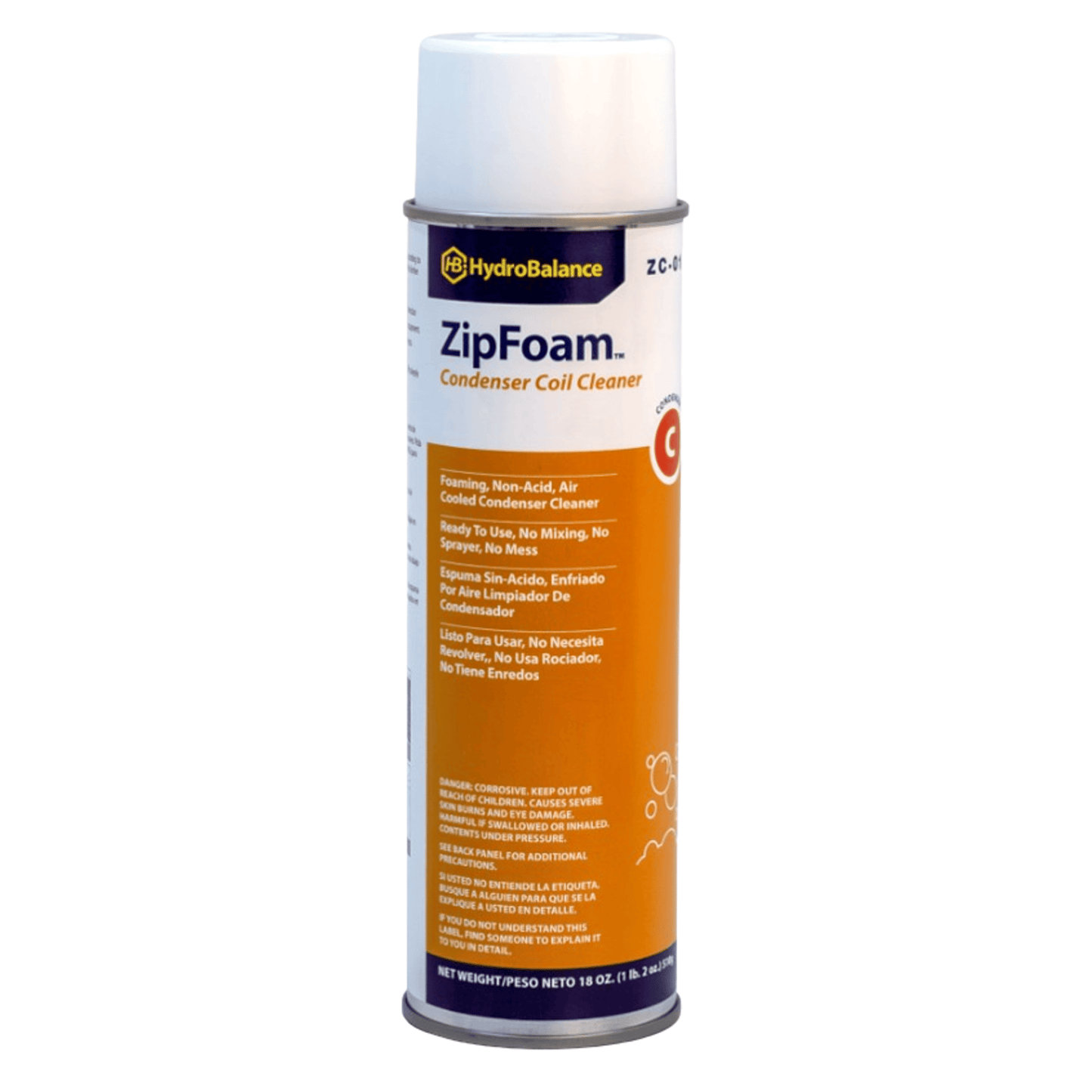 ZC-01 - HydroBalance - Zip Foam Cond Cleaner Aerosol 18 oz. Net Wt. Aerosol, (12PK)