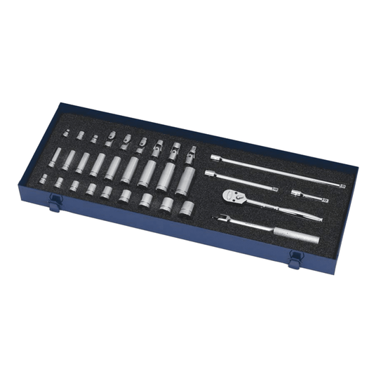 Williams WSB-32FTB, 32 pc 3/8" Drive 8 & 12-Point SAE Shallow and Deep Socket and Drive Tool Set