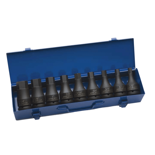 JHW38903 - Williams - 9 pc 3/4" Drive -Point SAE Hex Driver One Piece Impact Hex Bit Driver Set