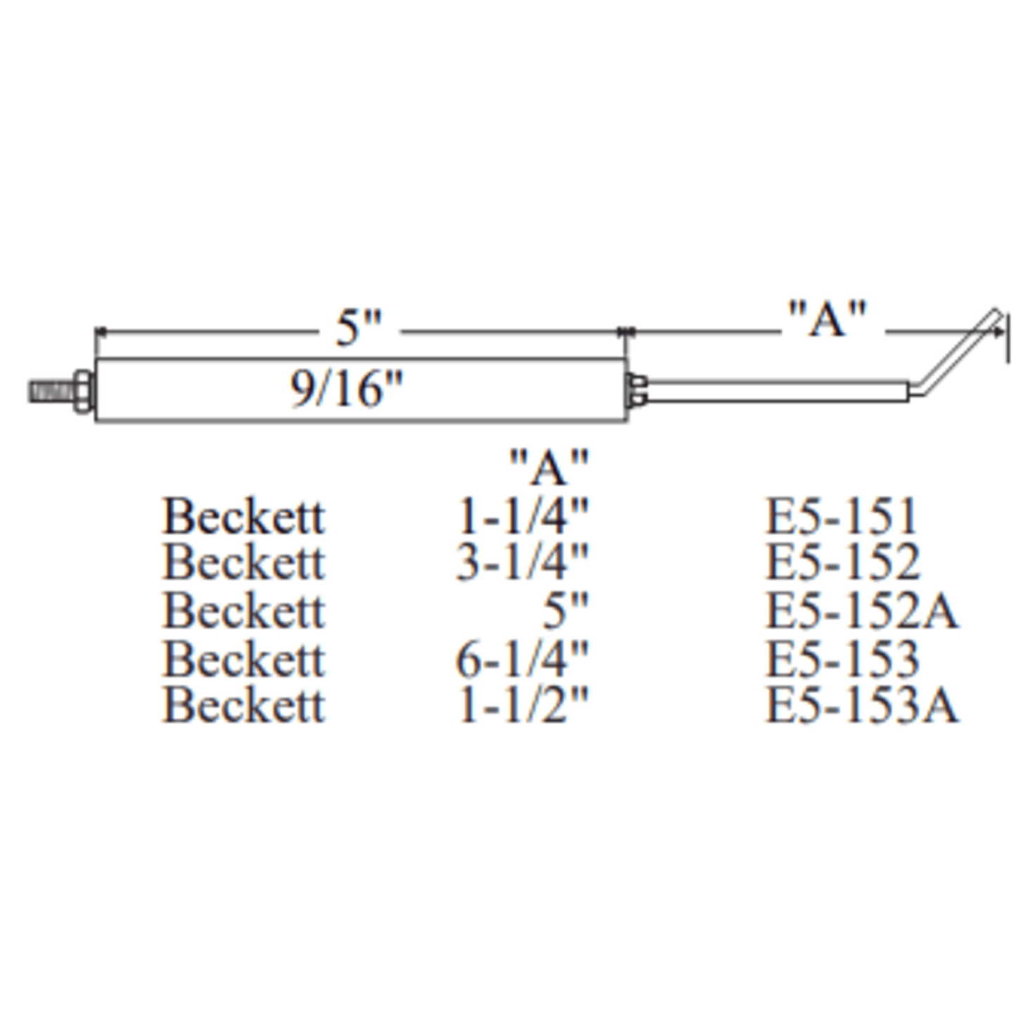 E5-152A-2PK - Westwood - 152A, Beckett Electrode 2pk