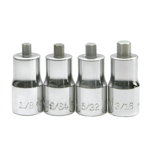 JHWWSM-4TRC - Williams - 4pc 1/4" Drive -Point SAE Bit Stubby Hex Bit Socket Set on Rail and Clips