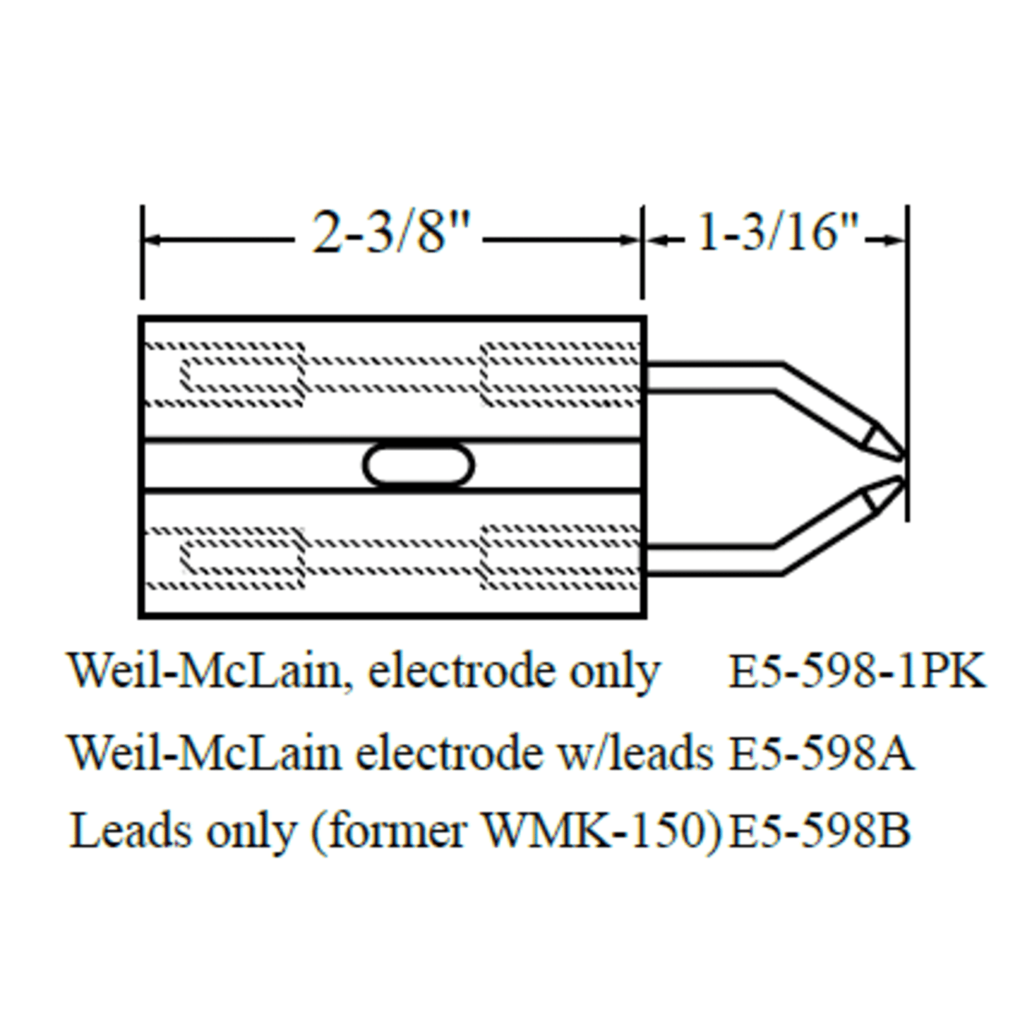 Westwood 598A Weil-Mclain Electrode w/leads