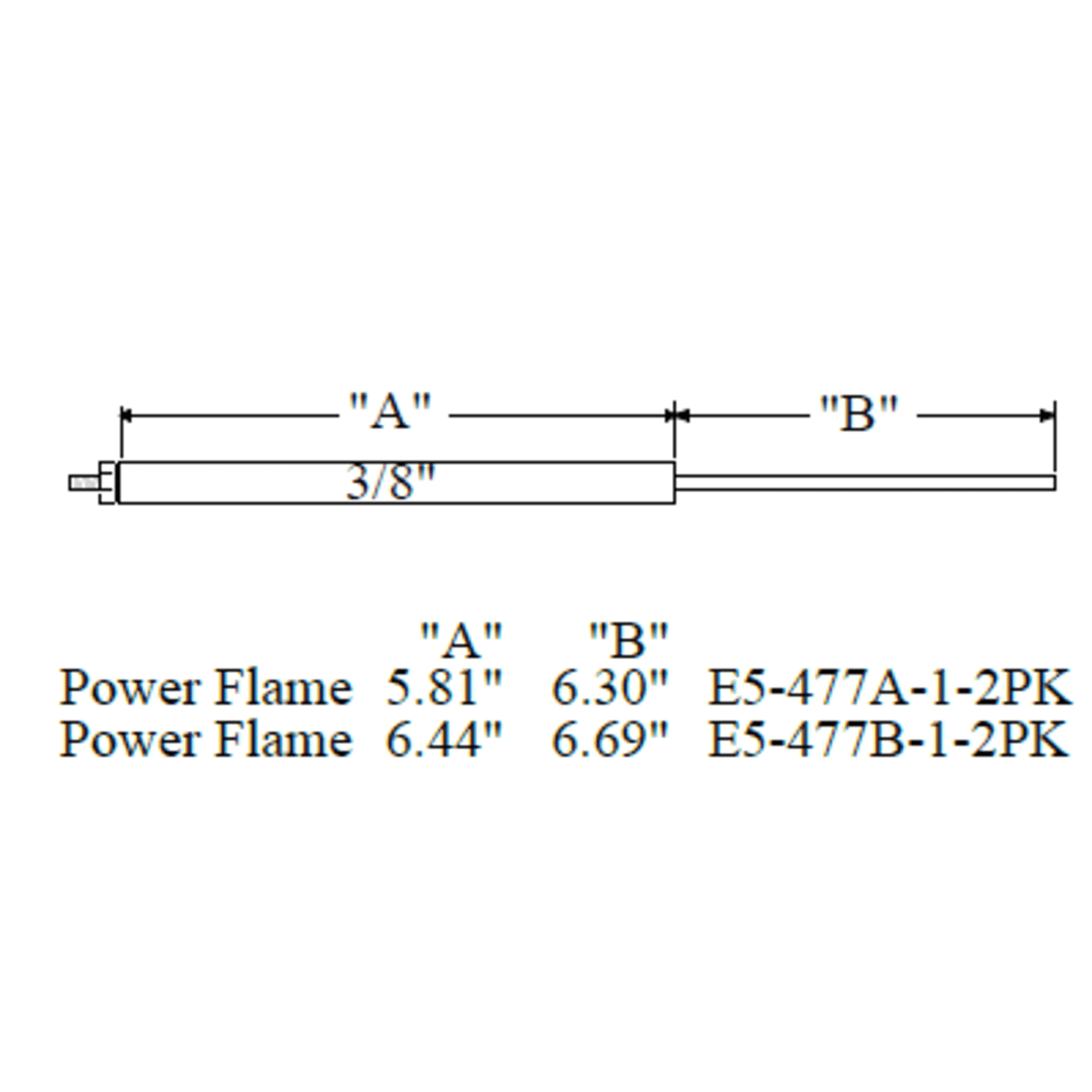 E5-477B-1-2PK - Westwood - 477B-1, Power Flame Electrode 2pk (Power Flame X4204)