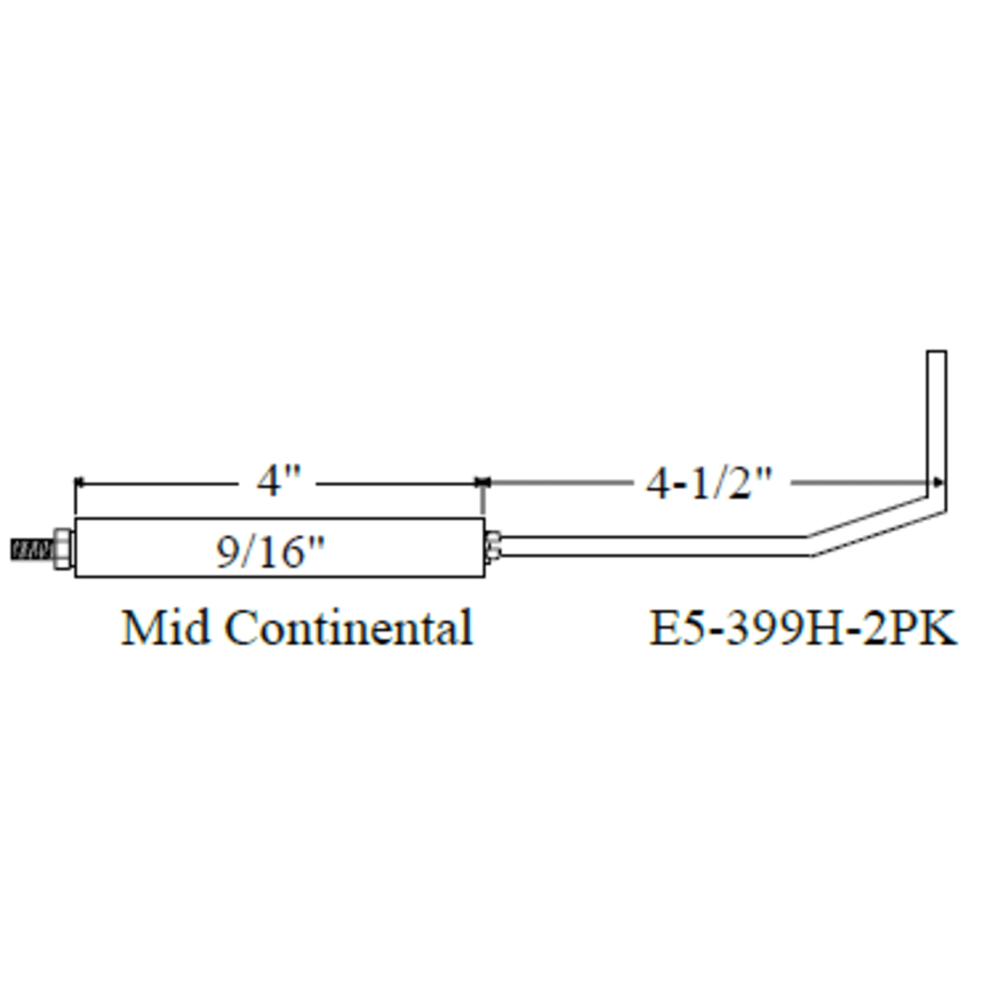E5-399H-2PK - Westwood - 399H, Mid Continential Flame Rod 2pk