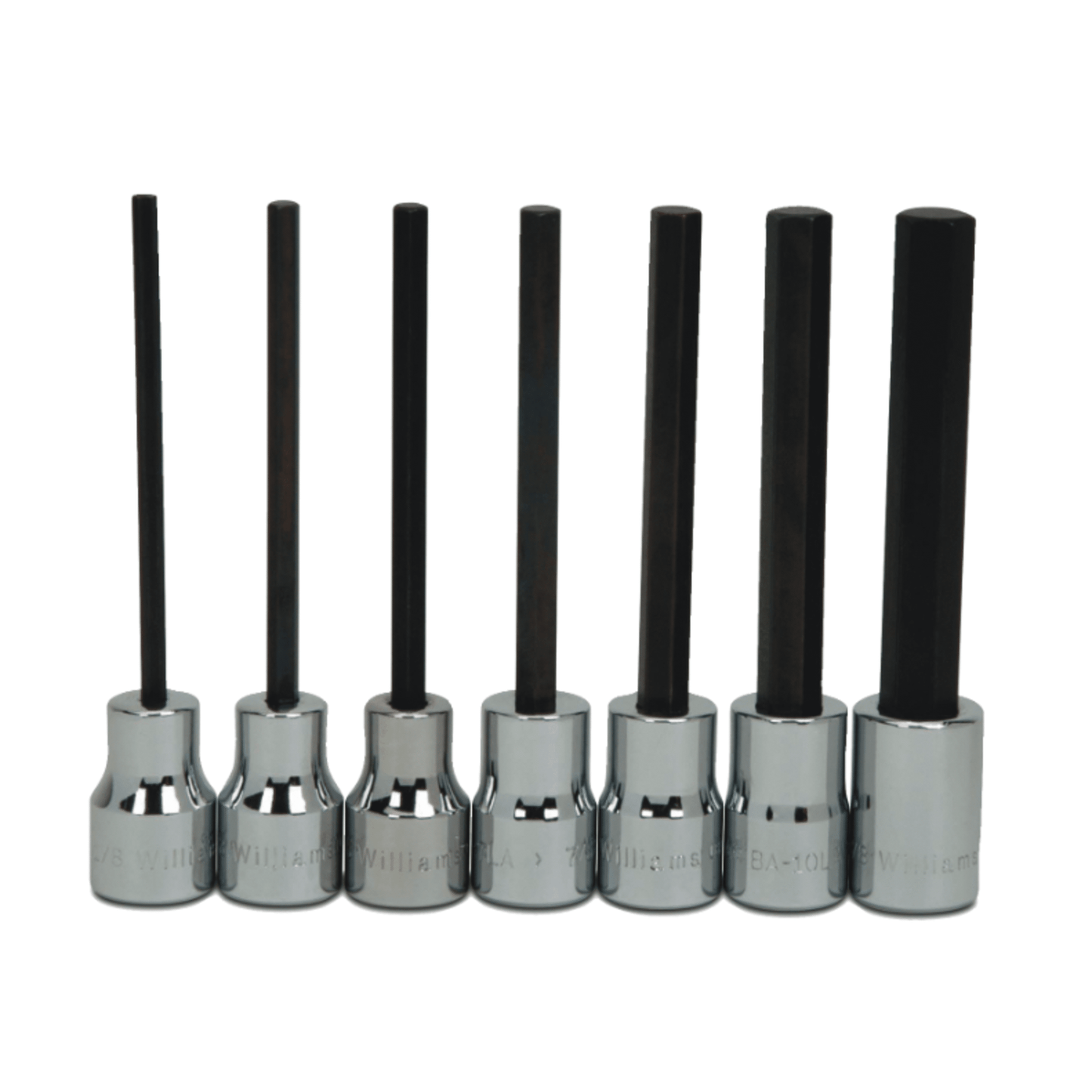 Williams WSBS-7LRC, 7-piece 3/8" drive SAE long hex bit socket set