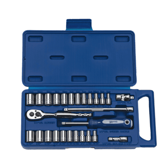 JHW50672B - Williams - 27pc 1/4" Drive Socket and Drive Tool Set, SAE & Metric, 12 Point