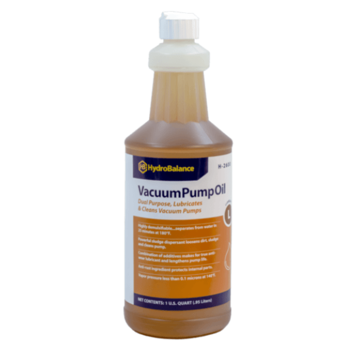 HydroBalance H-2600, Vacuum Pump Oil 1 Quart Btl w/FlpTop, 12 QT/CS