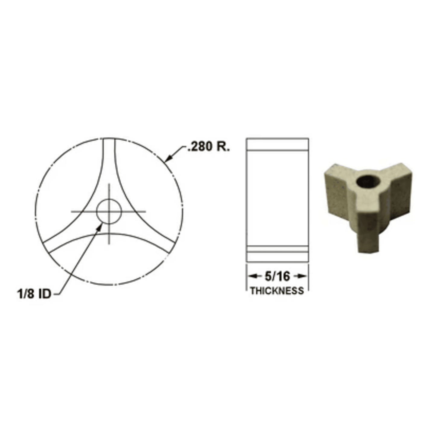 17795 - Crown - .563 DIA. SPIDER 3 PRONG (1EA)