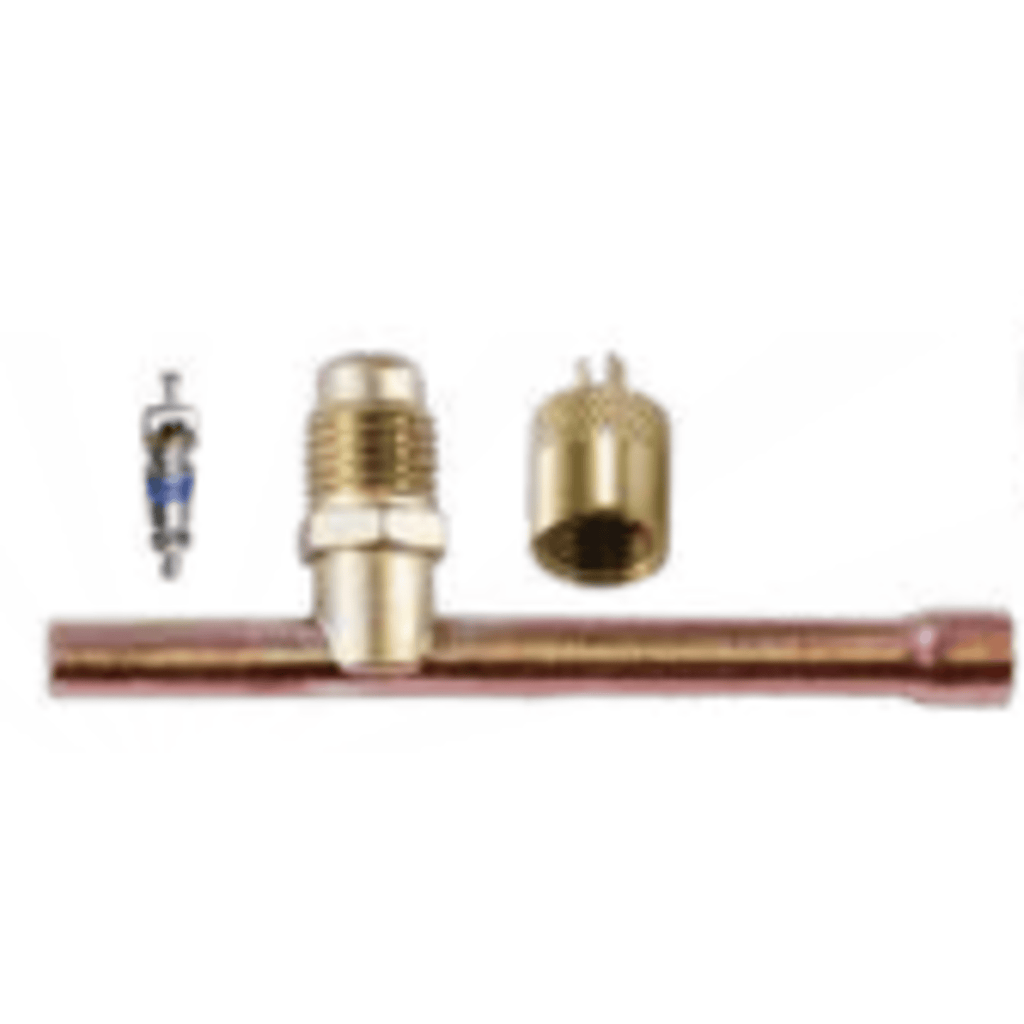 CD8420/2 - C&D - tee with 1/4" m. flare access saddled on 1/4" OD x 3" copper tube, CD2250 2PK