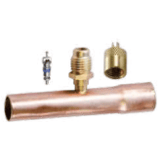 CD8427/2 - C&D - tee with 1/4" m. flare access on 1/2" OD x 3" copper tube, CD2250 2PK