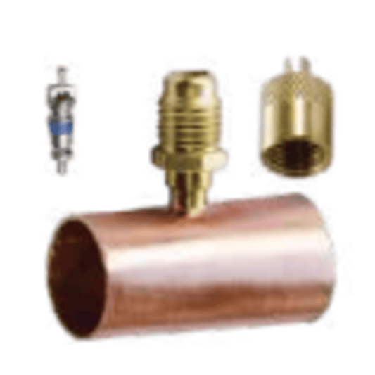 CD8434/2 - C&D - tee with 1/4" m. flare access on copper tube that takes 3/4" OD tube, CD2250 2PK