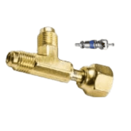 CD9628/2 - C&D - forged brass tee, 1/4" f. flare without depressor tip x 1/4" m. 2PK