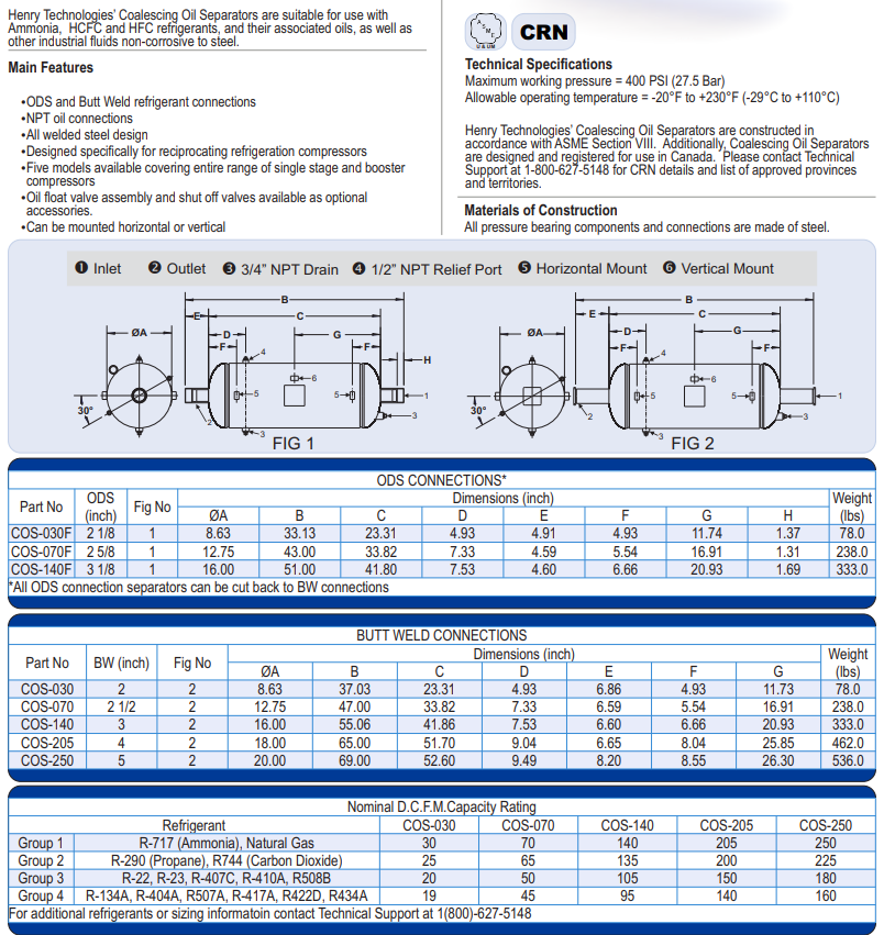 COS-030 - Henry - 2 BW - 51mm - Coalescing All Welded ASME