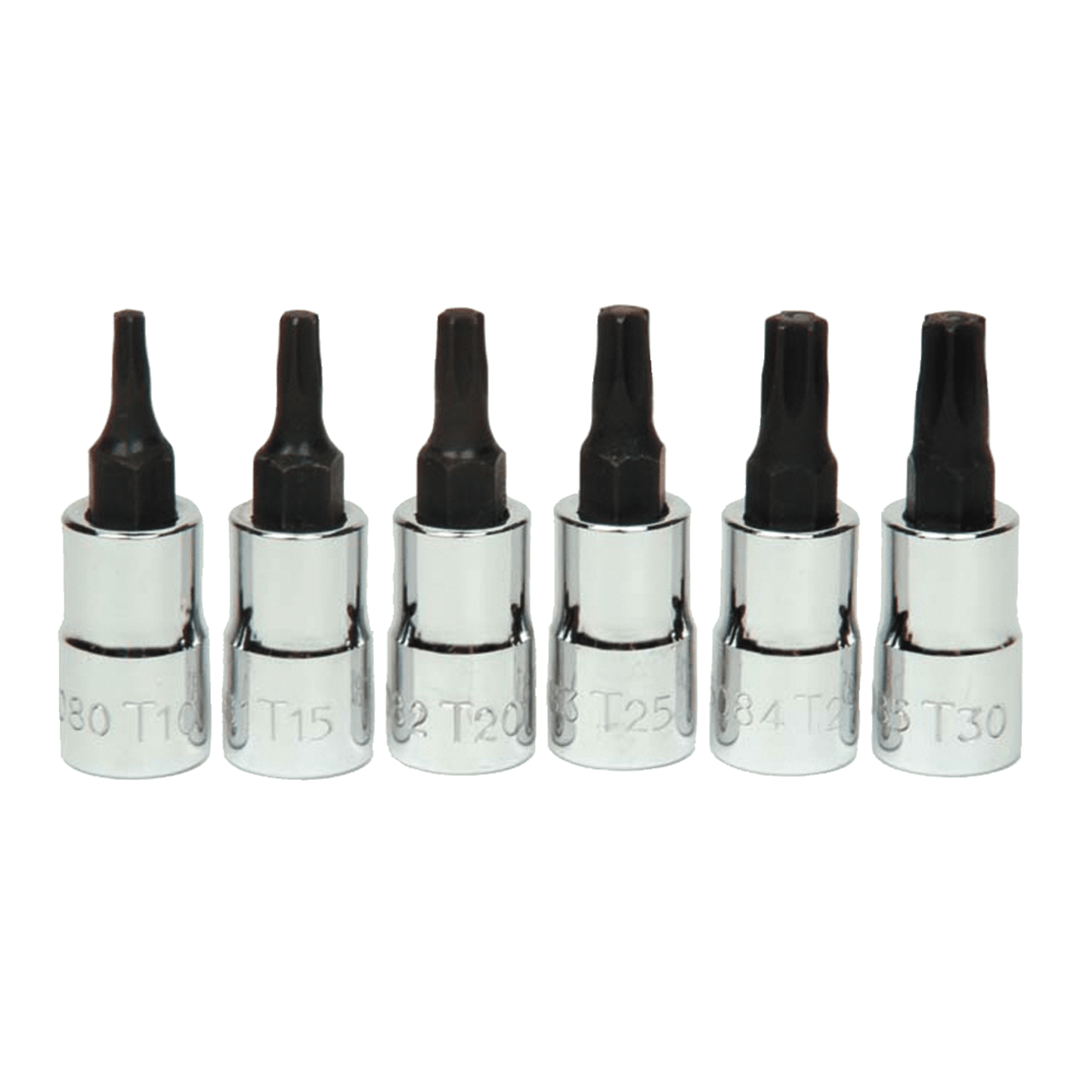JHW30908 - Williams - 6pc 1/4" Drive 6-Point Bit Torx® Bit Socket Set on Rail and Clips