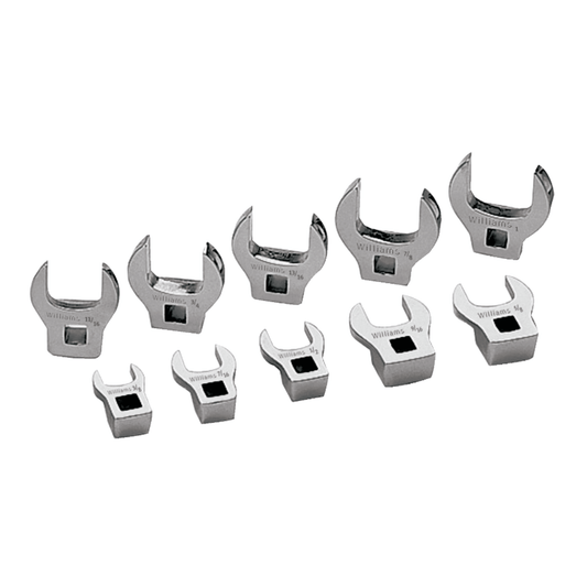 JHWWSBCO-10 - Williams - 10pc 3/8" Drive Crowfoot Wrench Set , Open End, SAE