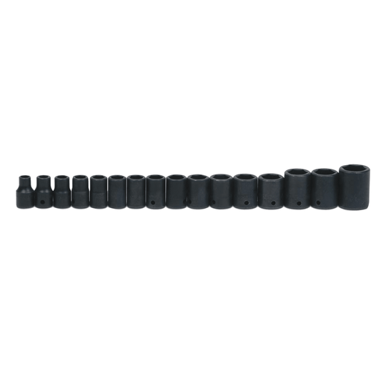 JHWMS-4-16RC - Williams - 16 pc 1/2" Drive 6-Point Metric Shallow Impact Socket on Rail and Clips