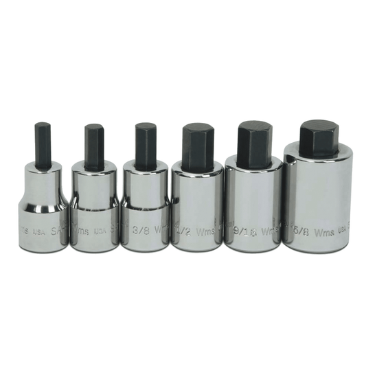 JHWWSSS-6RC - Williams - 6pc 1/2" Drive -Point Bit Standard Hex Bit Socket Set on Rail and Clips