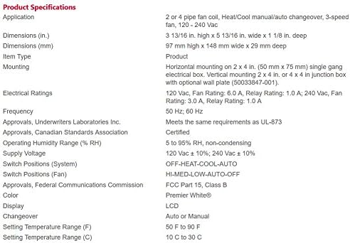Honeywell - Resideo suite pro digital fan coil thermostat 120/240 volt, 3 speed