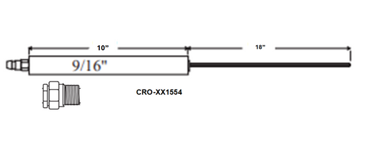 Technical drawing of a cylindrical component with dimensions and specifications on a white background