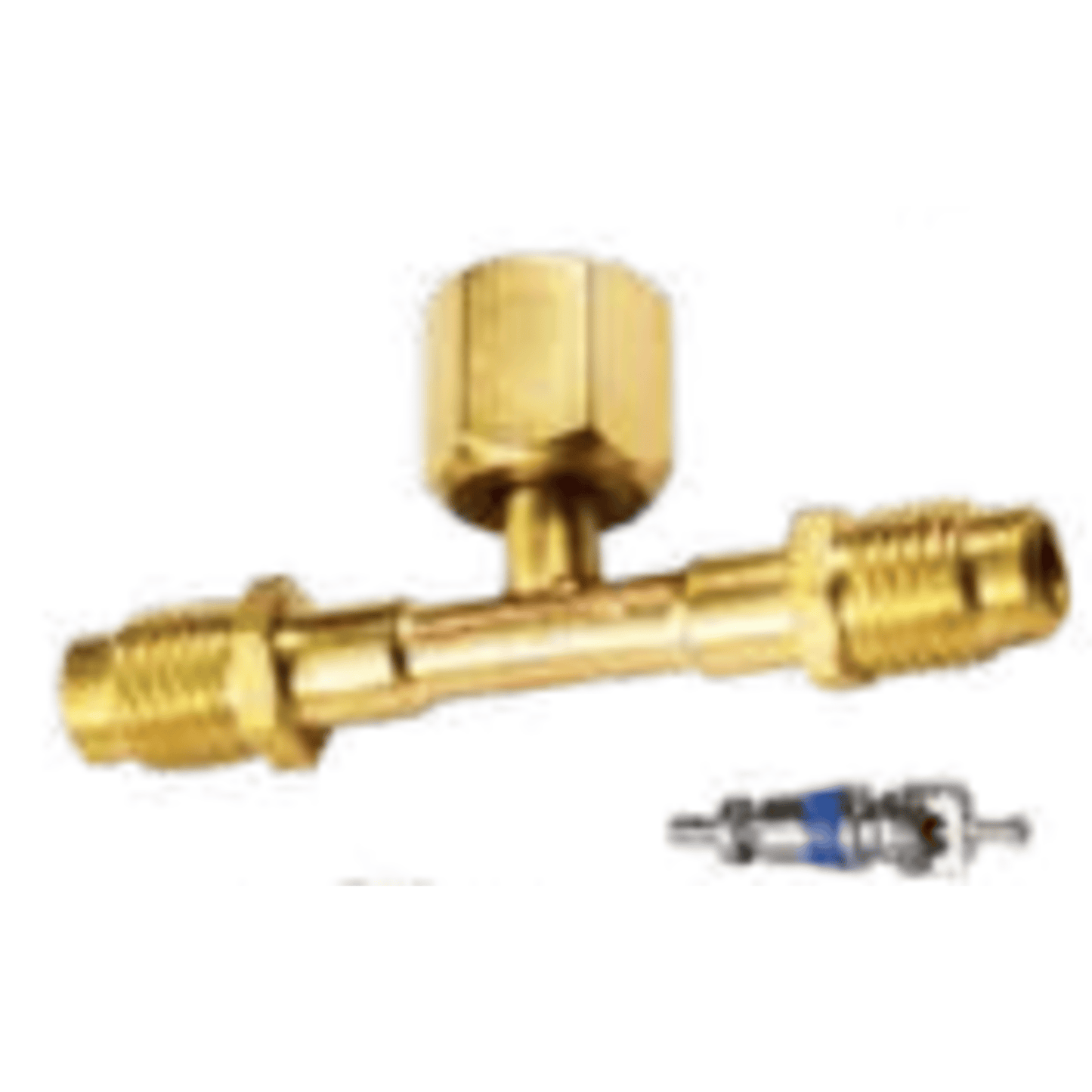 CD9602/2 - C&D - 1/4" m. flare access x 1/4" m. flare access x 1/4" f. and one valve core 2PK