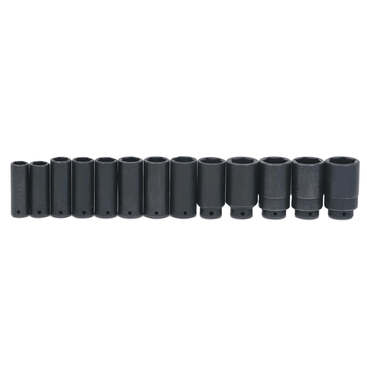 JHWWS-1419RC - Williams - 19 pc 1/2" Drive 6-Point SAE Deep Impact Socket Set on Rail and Clips