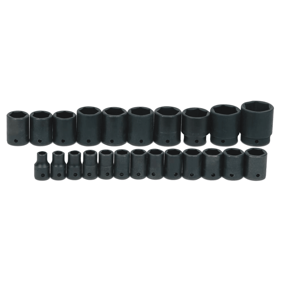 JHWMS-4-23RC - Williams - 23 pc 1/2" Drive 6-Point Metric Shallow Impact Socket on Rail and Clips