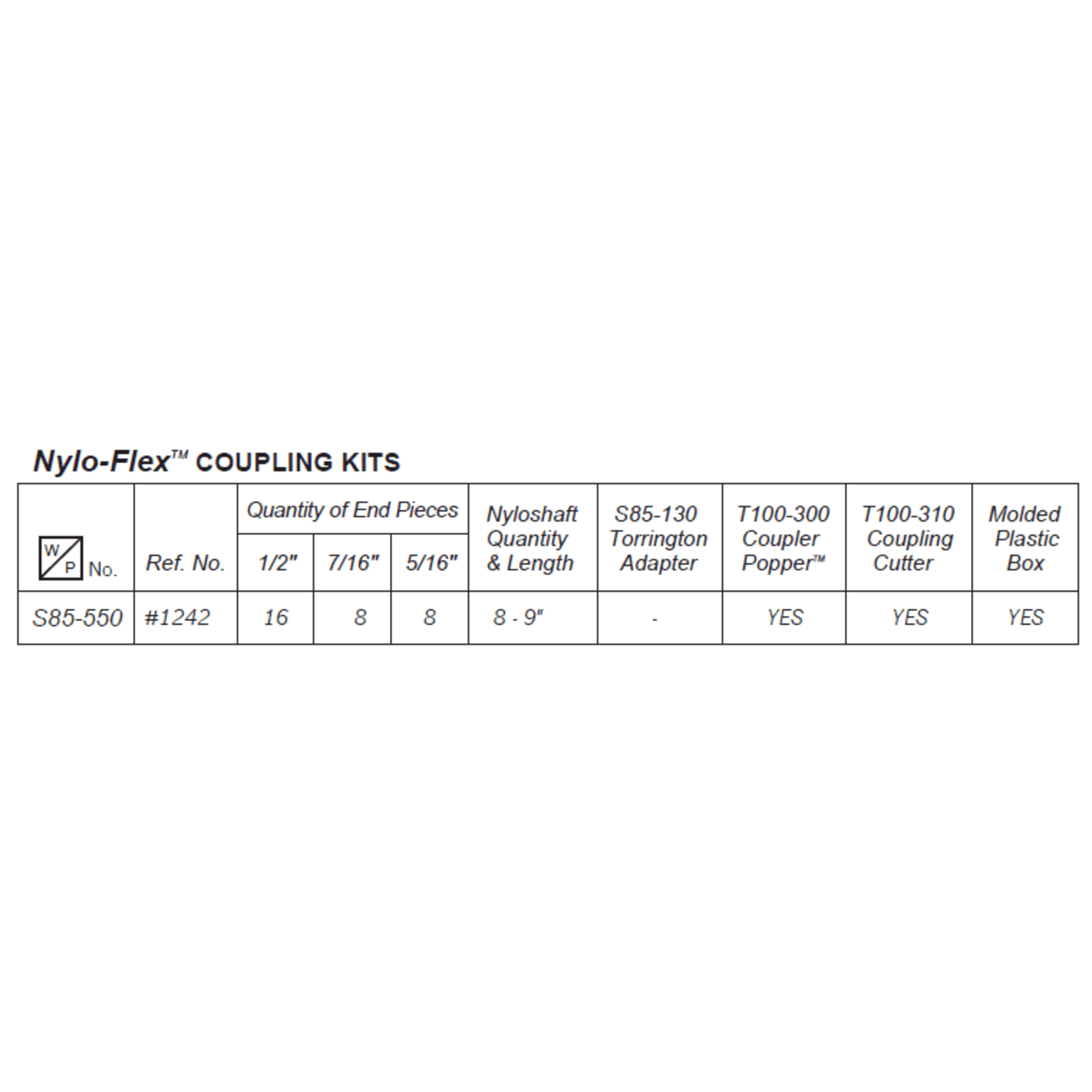 Westwood S85-550, Nylo-FlexTM Coupling Kit (#1242)