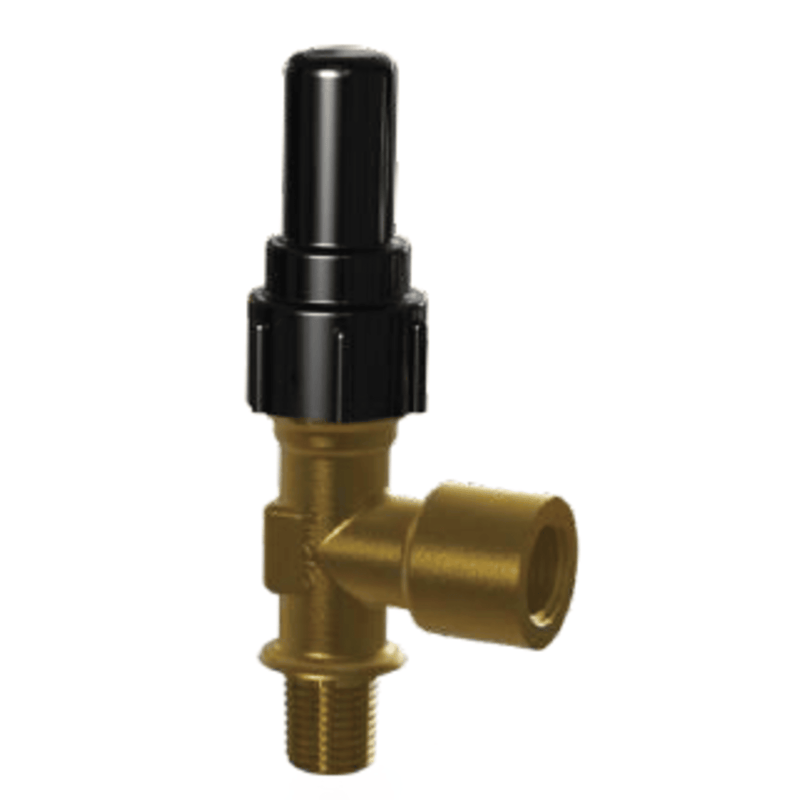 Shut-Off Valve, 1/4 MPT x 1/4 FPT - Brass Seal Cap Angle Shut-Off Valves - Henry