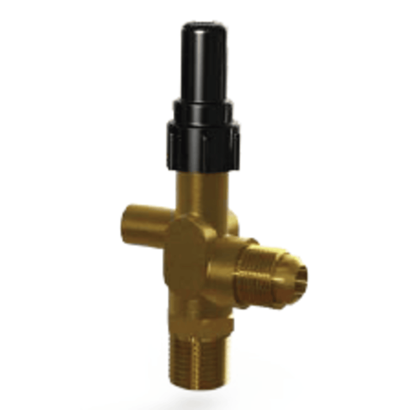 Henry Shut-Off Valve, Brass Seal Cap Angle, 1/2" MPT × 1/2" FL