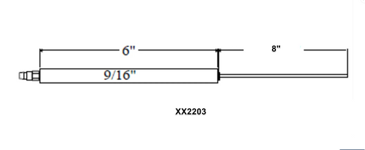 XX2203 - Crown Engineering - 8” Rod, 6” Porcelain, 3/16” Rod OD, 9/16” Porcelain OD, 14-1/2” total length.