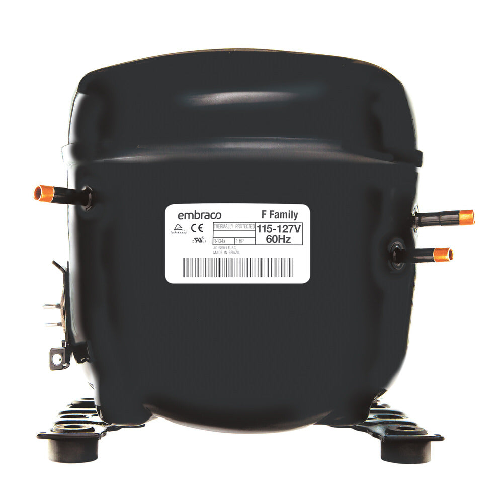 Embraco - Universal R134a Refrigeration Compressor, 1/5+hp, Low/Med/High Back Pressure
