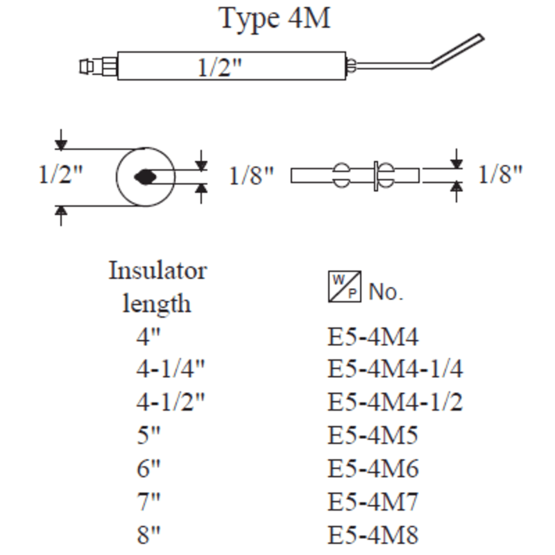Type 4M Electrode, 6", 2pk (Equal to CRO-04060-02)