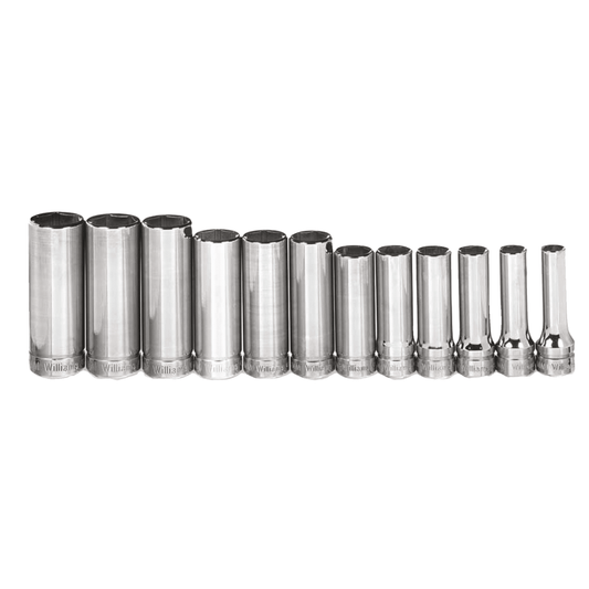 Williams MSBD12HRC, 12  piece 3/8" Drive Metric Deep Socket